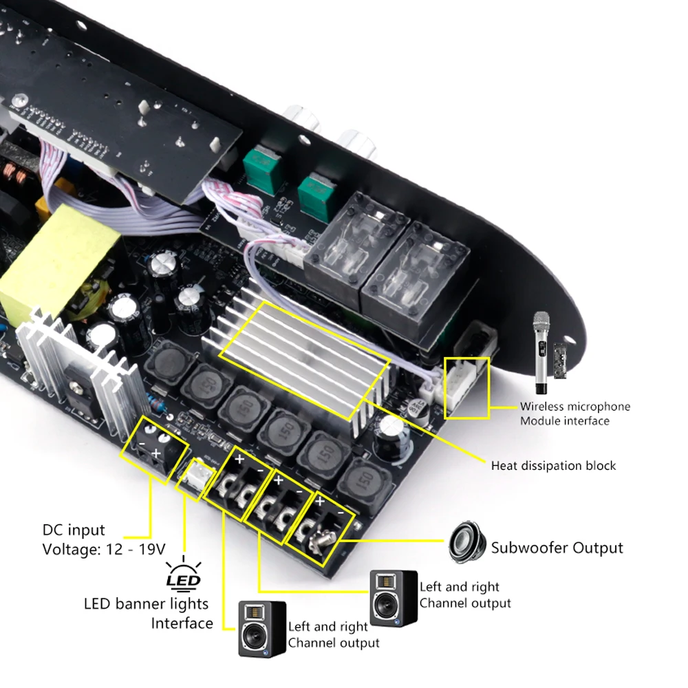 Bluetooth 5.0 Digital Amplifier Board 2.1 Channel 50W*2 100W Large Power Output for Home Sound Systems Adjustable Bass Treble view 4