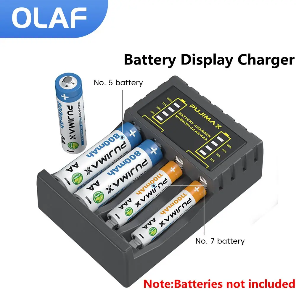 Chargeur de batterie intelligent avec 4 emplacements, batterie aste AAA ou AA, 1,2 V, Nilaissée, NiCd, affichage LED, charge rapide, Micro USB,