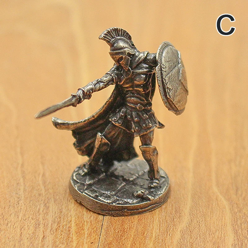 Figuras de Soldados Espartanos de Latón Blanco Antiguo, Miniaturas de Caballeros Romanos, Estatuas Vintage, Adorno de Escritorio, Regalo