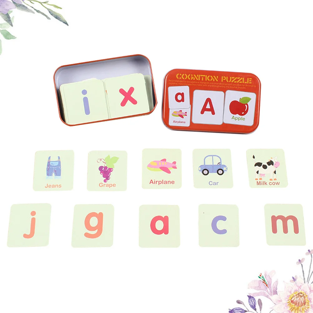 1Set Kinderen Geletterdheidspuzzel Creatief Educatief Speelgoed Vroeg Leren Cognitief Bordspel Letterherkenningskaart Rood