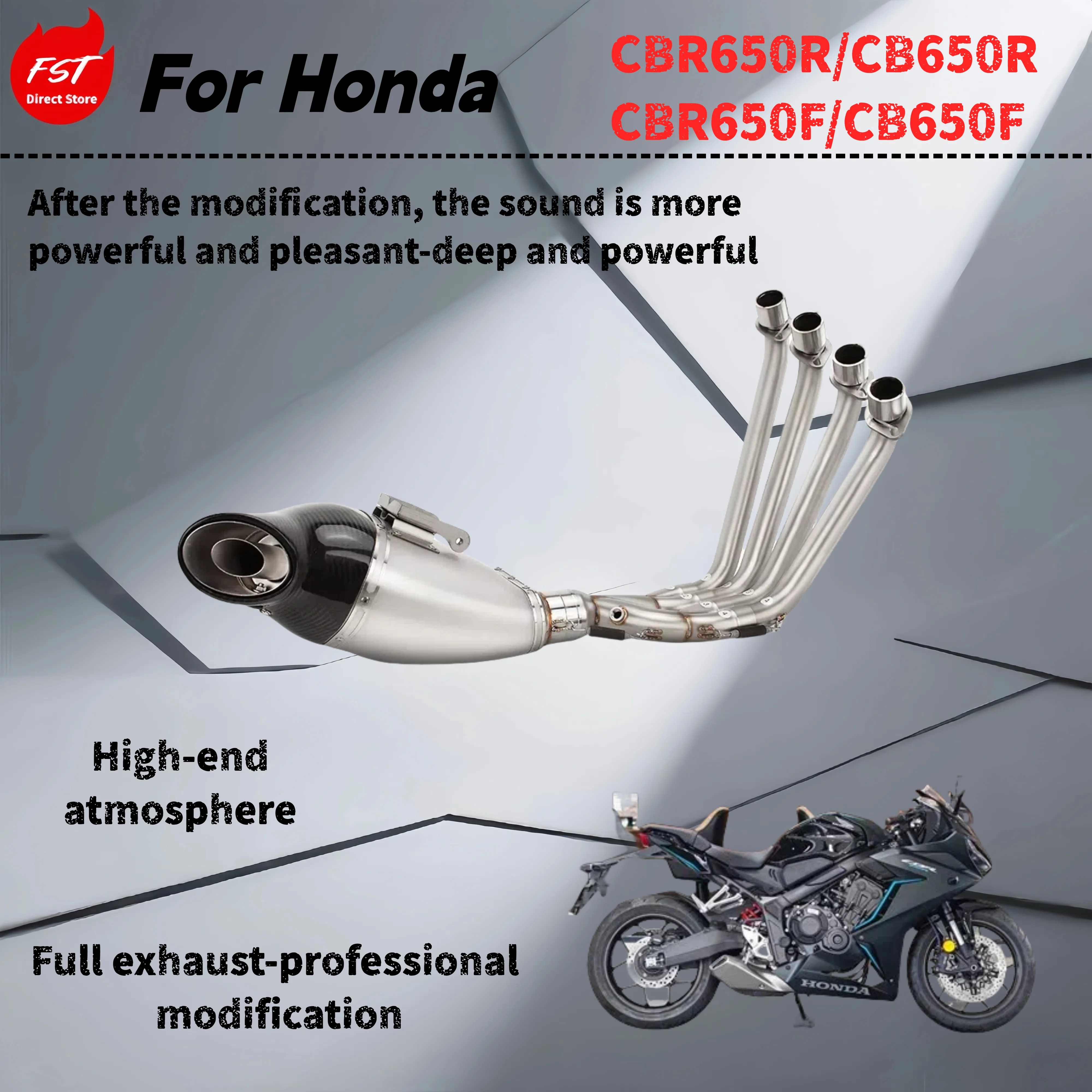 

For Honda CBR650R/CB650R/CBR650F/CB650F-Modified front exhaust pipe-the sound is deep, rich and powerful