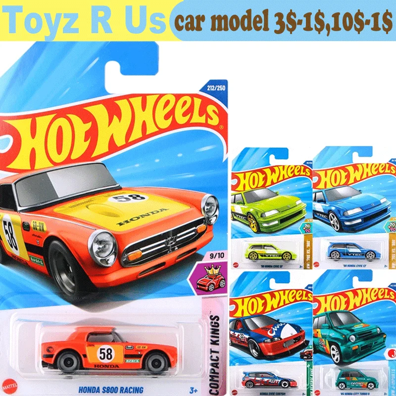 Coche Hot Wheels Original Honda S800, juguetes de carreras para niños, 1/64 Diecast Civic personalizado City Turbo, vehículo de aleación, modelo de colección, regalo