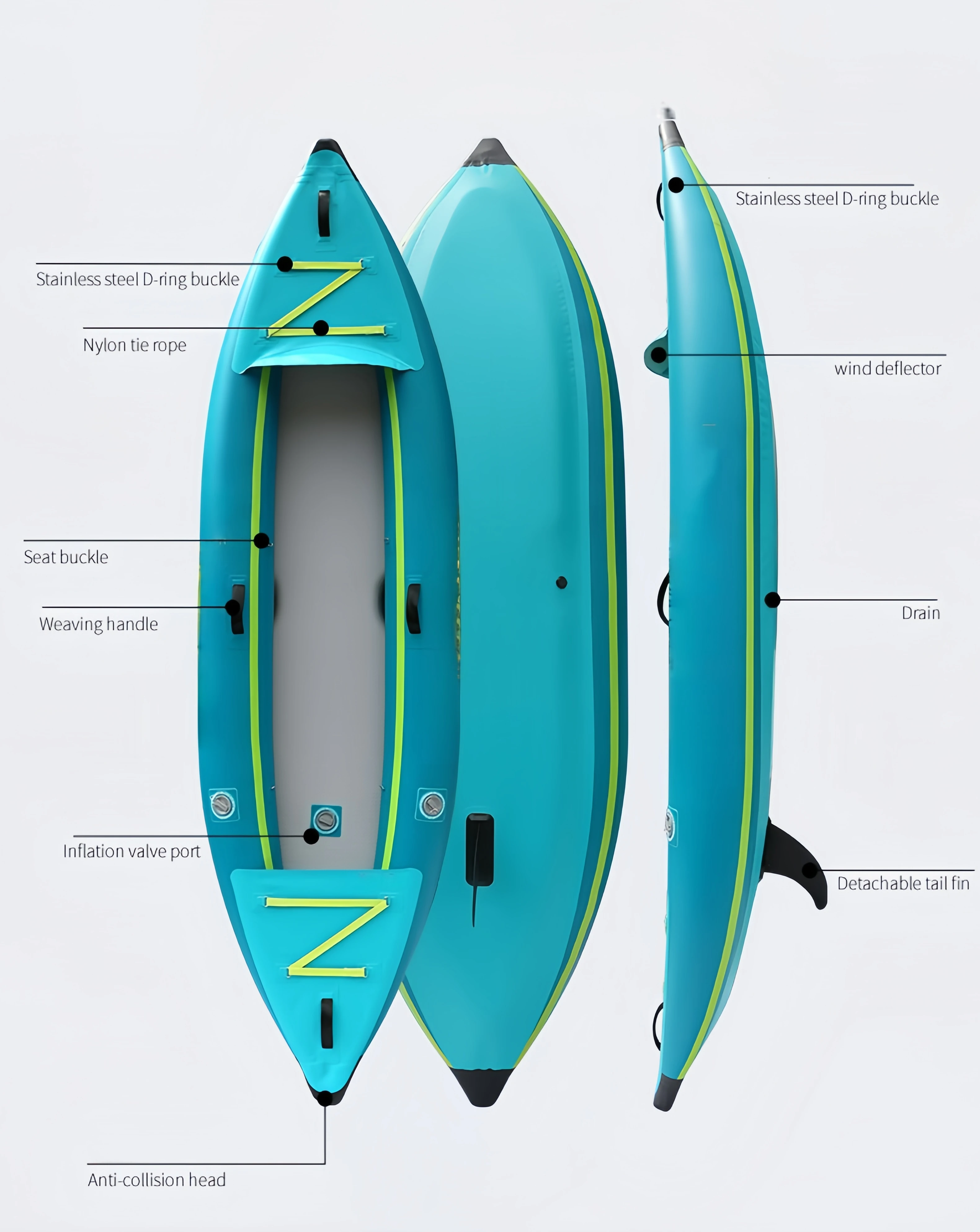 14FT Modular Pedal Kayak, 3-Piece Split Tandem Fishing Boat with Propeller 2025