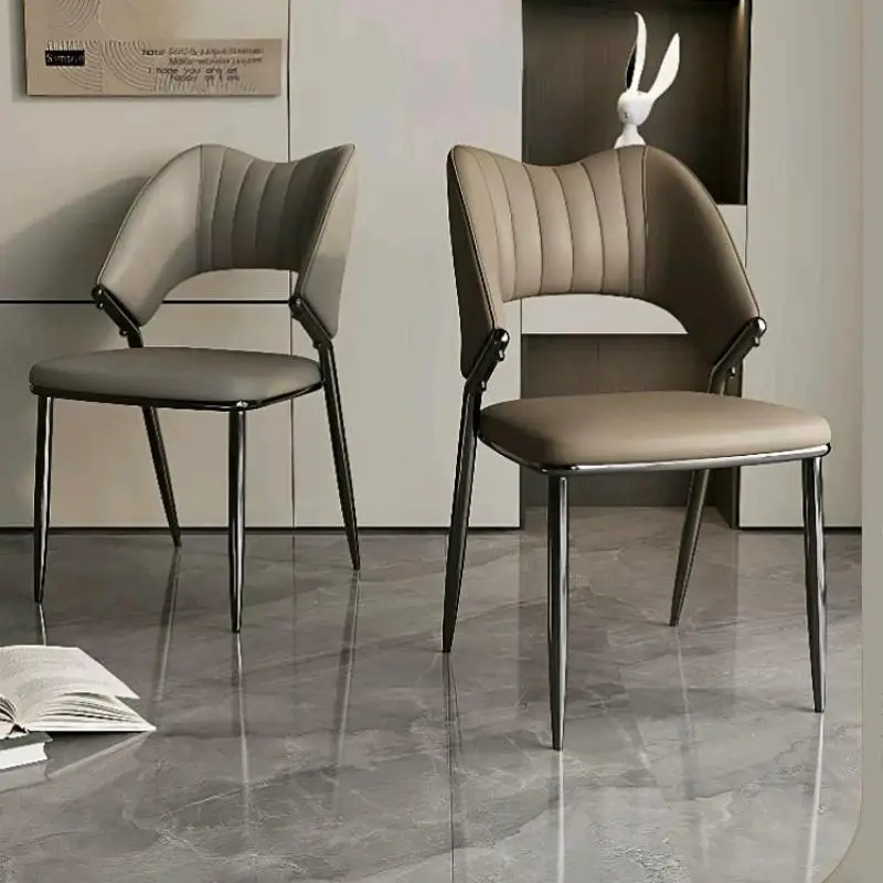 イタリアンスタイル猫スクラッチレザーバックダイニングチェア炭素鋼耐摩耗性防錆椅子