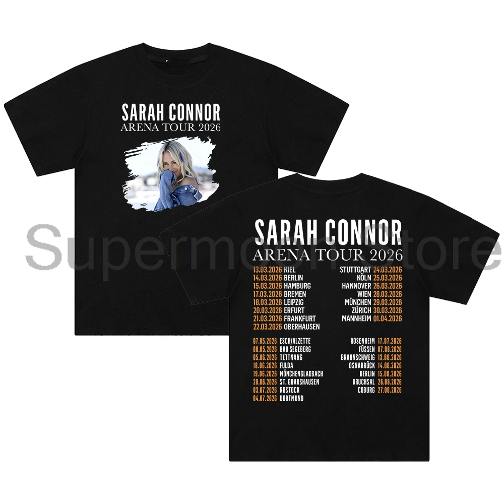 Sarah Connor Arena Tour 2026 T-shirt Crewneck Short Sleeve Cotton Tee Men Women Streetwear Tops