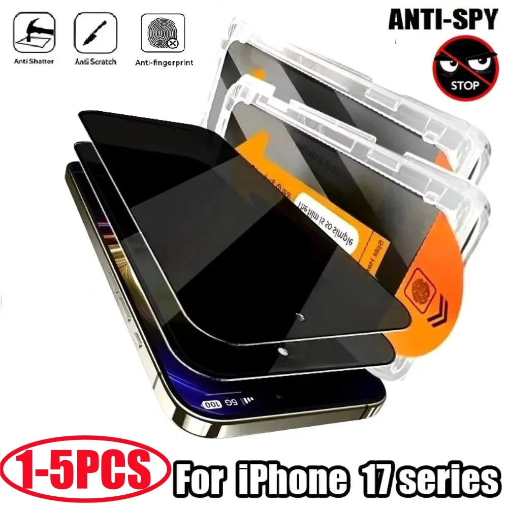 

1-5PCS Privacy Screen Protector Dust Free Installation Protector for iPhone 17 Pro Max Anti-Spy Tempered Glass for 17 Air