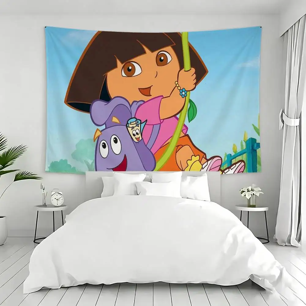Cartoon D-Dora The Explore Tapestry Flags Wall Hanging Background Art Banner for Bedroom Home Outdoor Decor