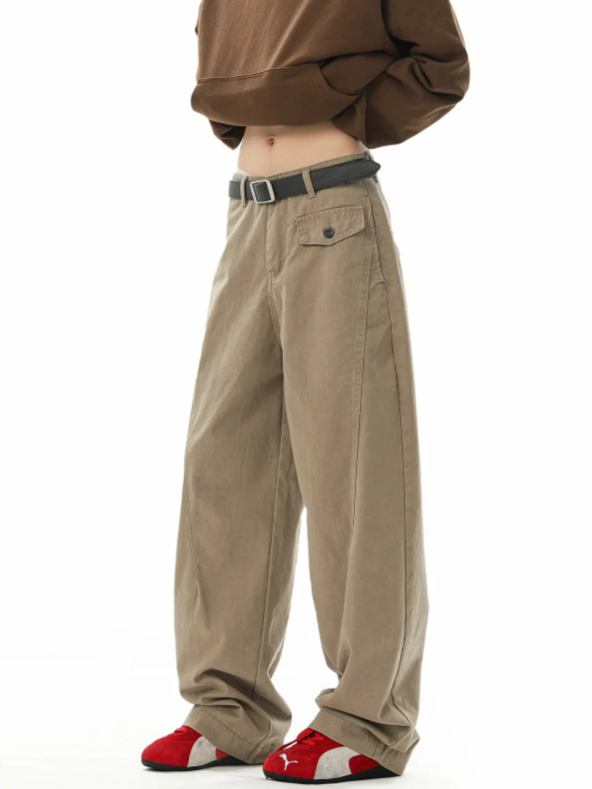 

American Retro Work Pants Men's Autumn Winter Casual Versatile Loose High Waist Wide Leg Pants Youthful Energy Sle