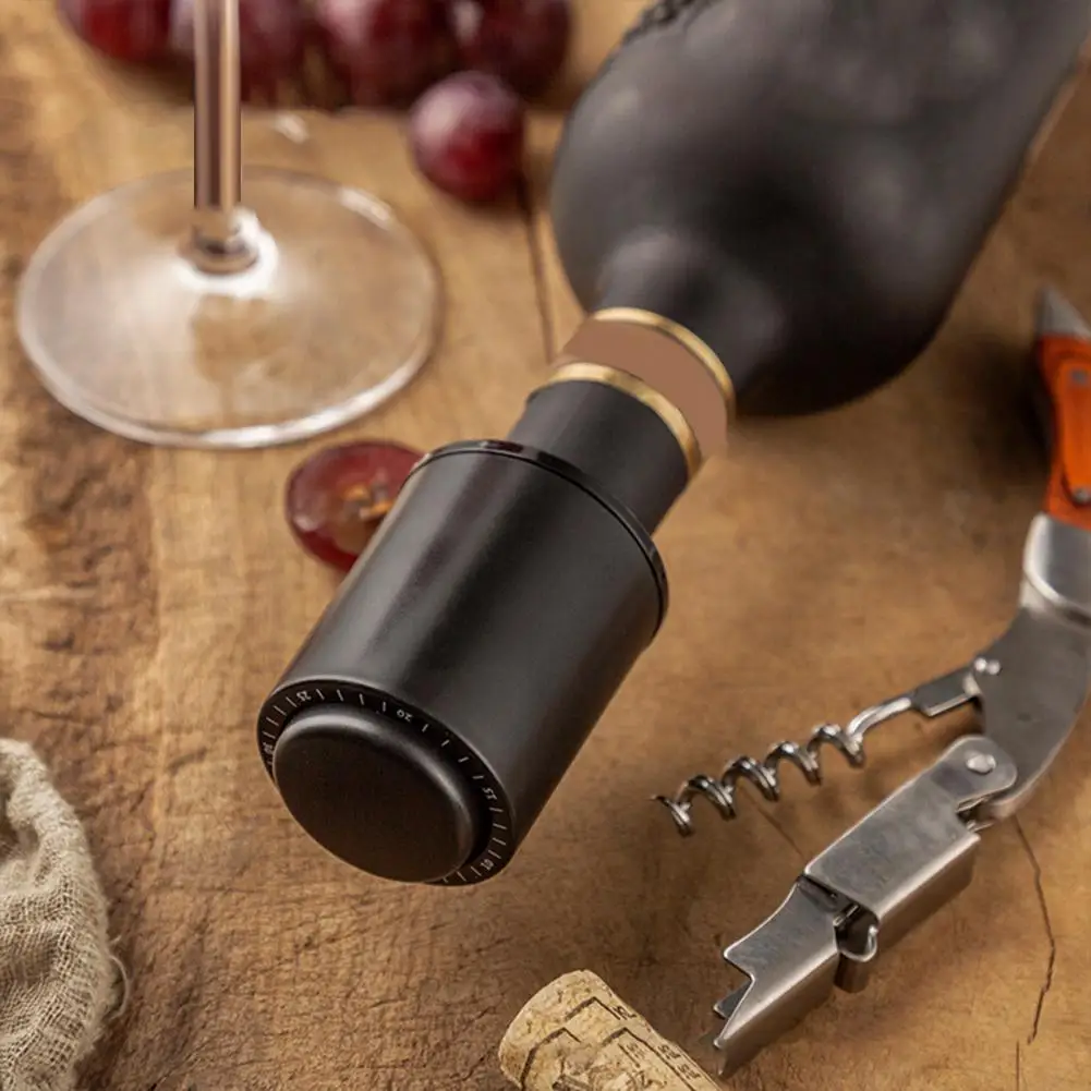 Wine Bottle Stopper 2-in-1 Vacuum Pump Wine Cork Bottle Sealer With Time Scale Record Wine Saver Preserver For 14 Days Freshness