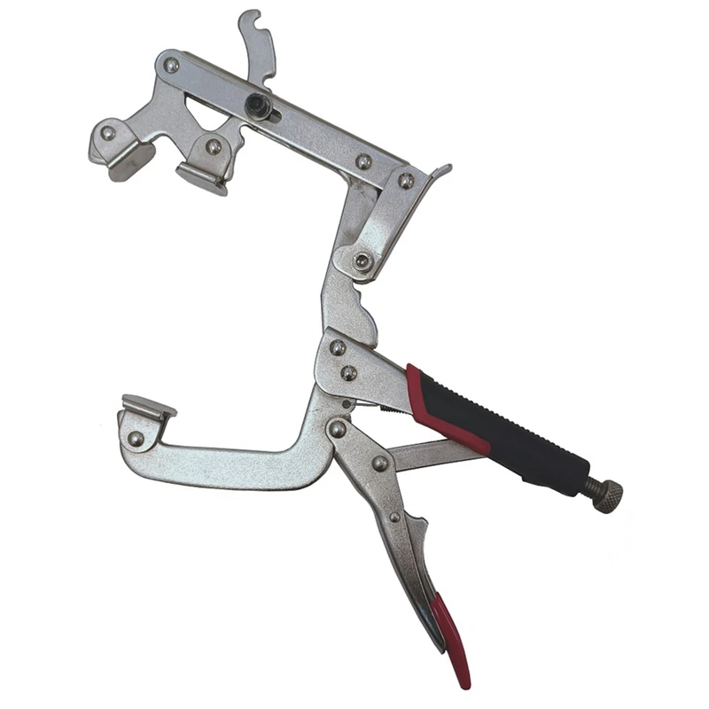 DTA5 10 Inch C Clamp Locking Pliers, Adjustable Width 2-5 Inch Three Head Welding Clamp, Heavy Duty Woodworking Grip Tool