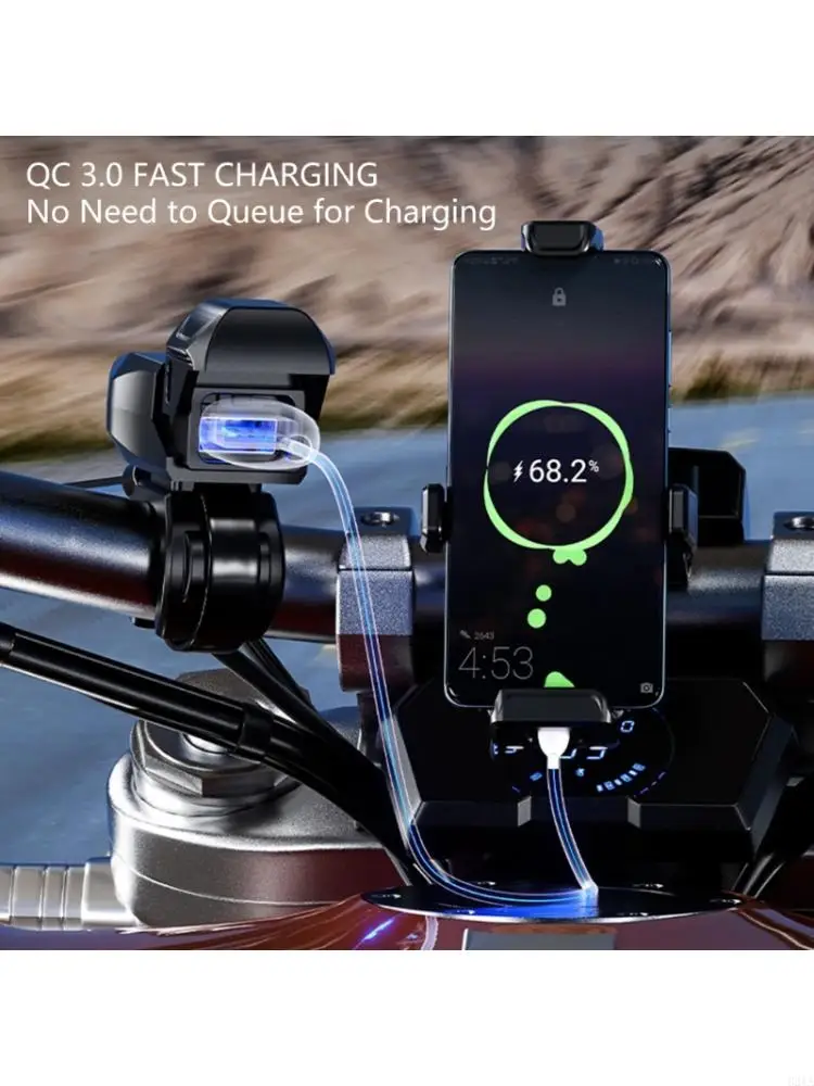   Shockproof Motorcycle Handlebar Chargers 18W Fast Charging Waterproof Cover Supports Various Smartphones