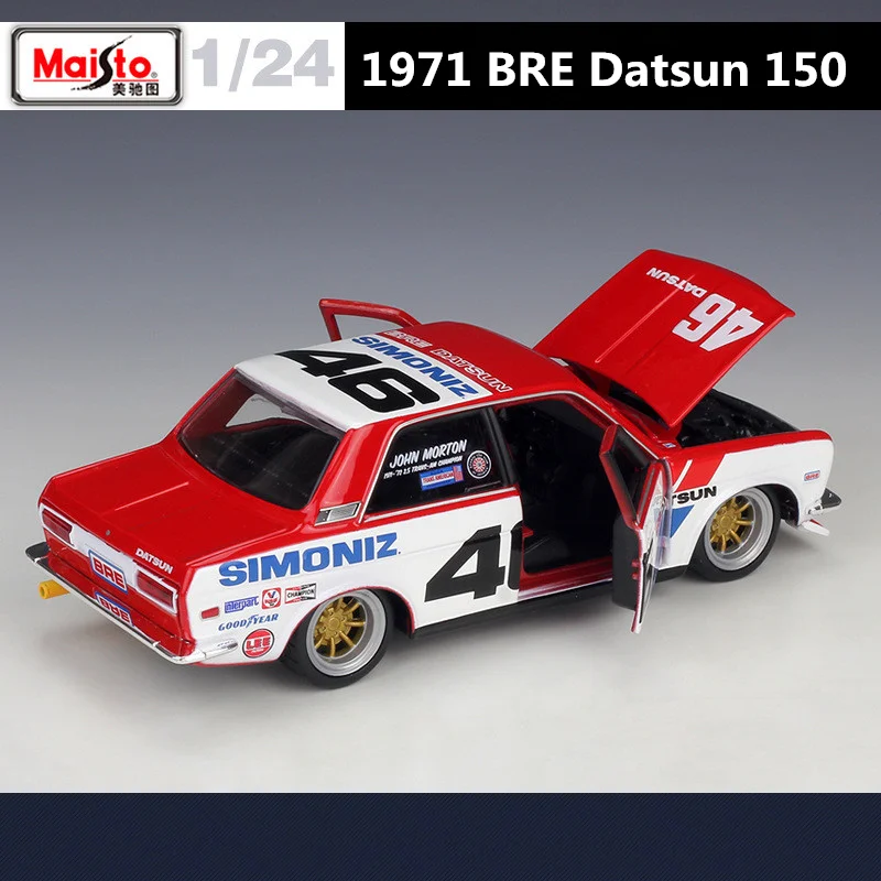 Maisto 1:24 1971 Bre Datsun 510 Legering Raceauto Model Diecasts Metalen Sportwagen Model Simulatie Collectie Kinderen Speelgoed Geschenken