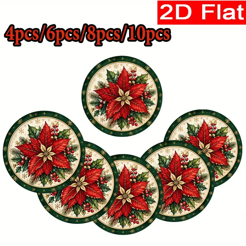 VIKAMA Linen Round Placemats, Black Christmas Gnome Let It Snow, Washable Stain Resistant Easy Clean, Winter Table
