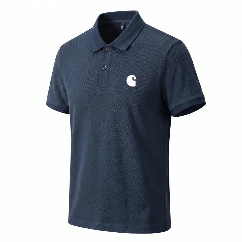 Polo shirt men summer brand short-sleeved printed pure cotton breathable T-shirt business casual sweat-absorbing simple men wear
