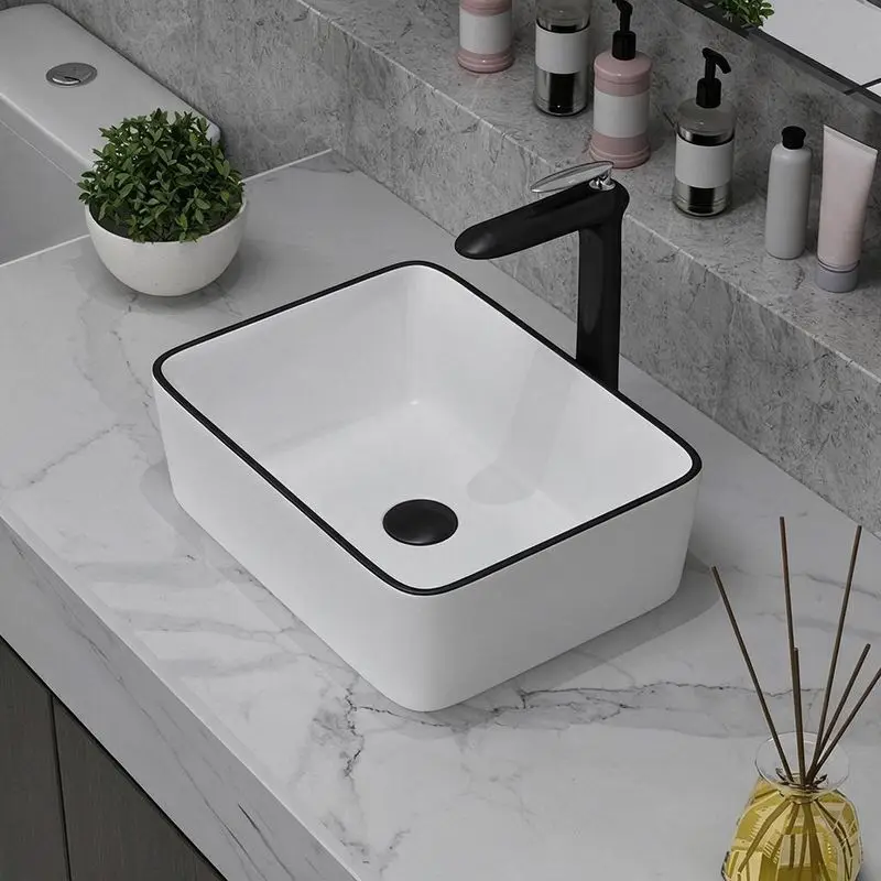 Counter Basin Small Size Square Wash Basin Nordic Style Balcony Bathroom Household Washbasin