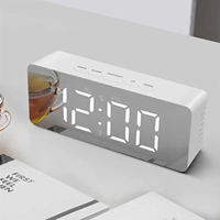 LED Digital Mirror Alarm Clock Large Display Temperature Snooze Function USB Table Desk Clock for Kids Bedroom Home Decoration