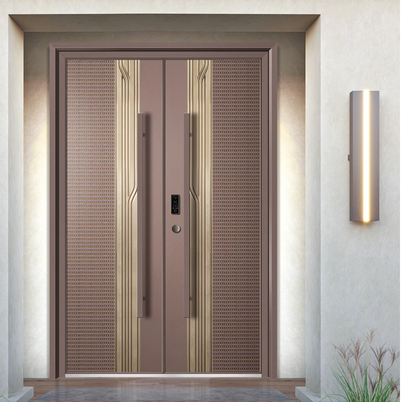 Customization Postmodern Anti-Theft Stainless Steel Door With Aluminum Alloy Construction For Hotels Villas Malls
