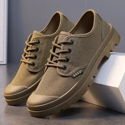 Canvas Sneakers Men Breathable Sport Shoes Outdoor Wear-resistant Men's Hiking Shoes Fashion Lace-Up Training Working Shoes Male