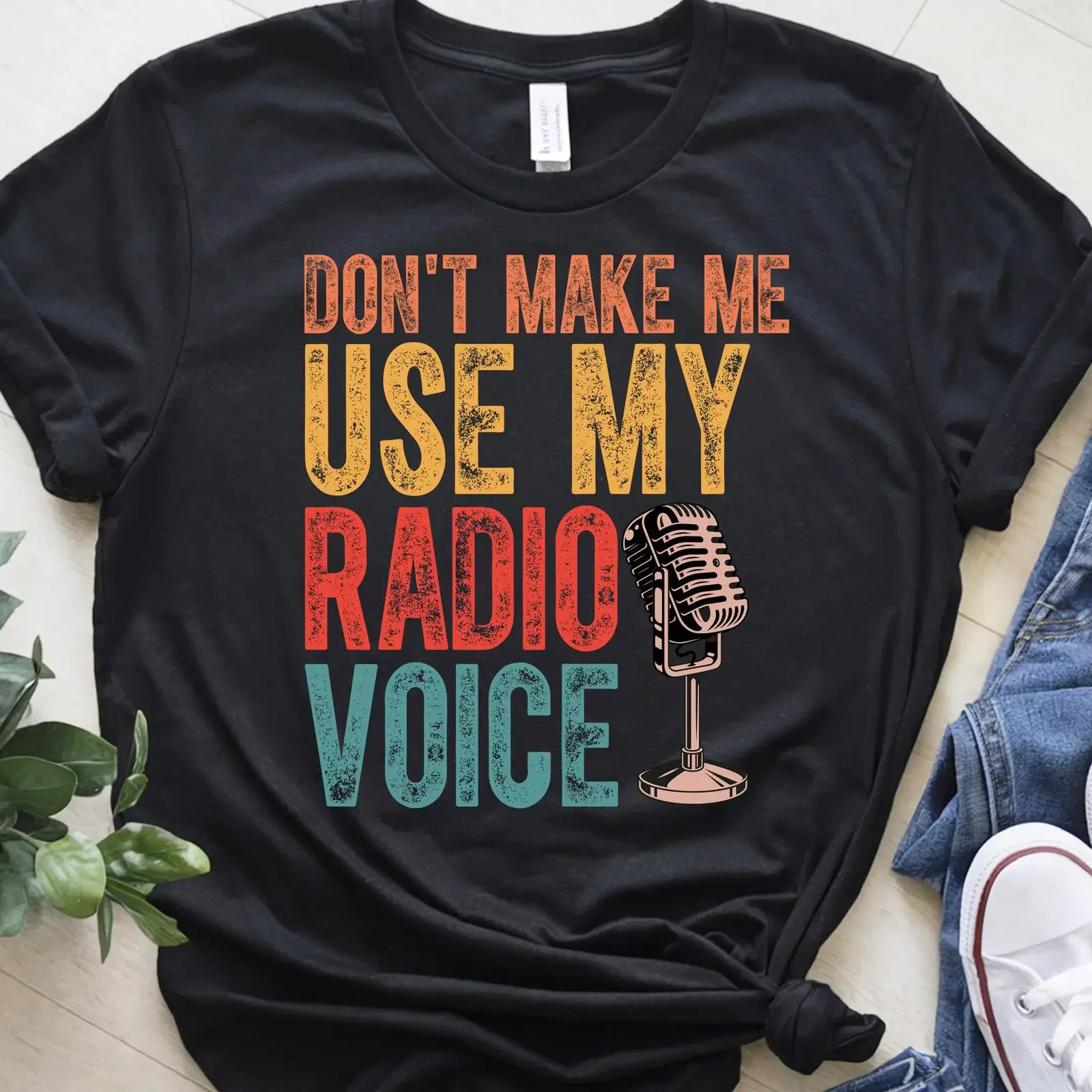 Funny Radio Voice SVG Vintage Microphone Design Digital Download vintage Washed streetwear Casual Versatile fashion Soft