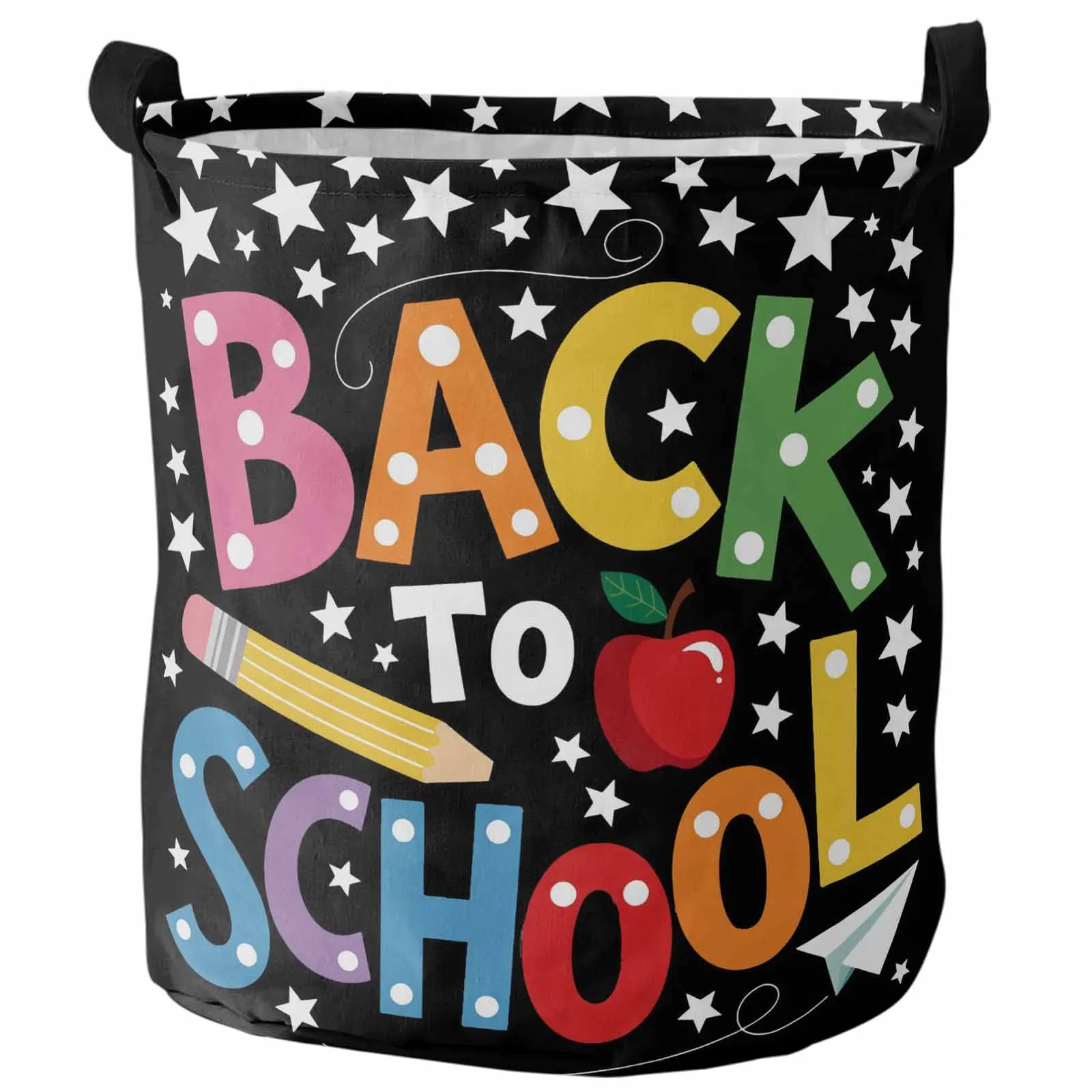 

Black School Season Fruit Pencil Foldable Dirty Laundry Basket Kid's Toy Organizer Waterproof Storage Baskets
