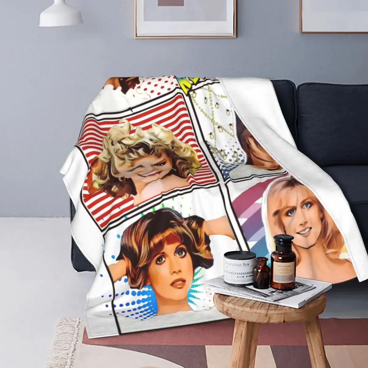 Olivia Newton John Comic Strip Blanket Flannel Throw Blanket Summer Air Conditioning Decoration Soft Warm Bedsprea