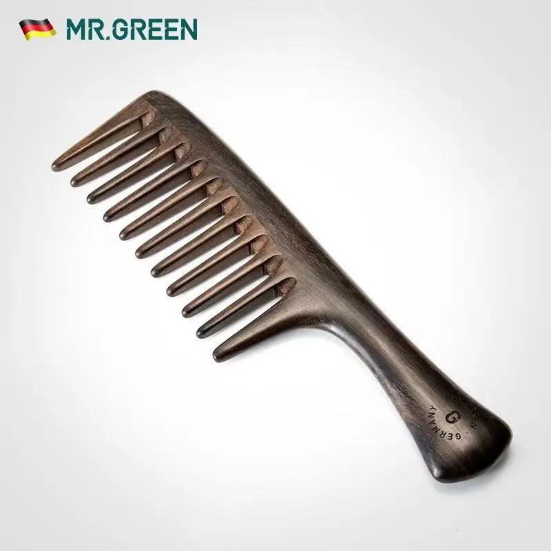 MR.GREEN Natural Wood Comb Wide Tooth Wet  Hair Combs Anti-Static Styling Comb for Long Hair Head acupuncture point massage
