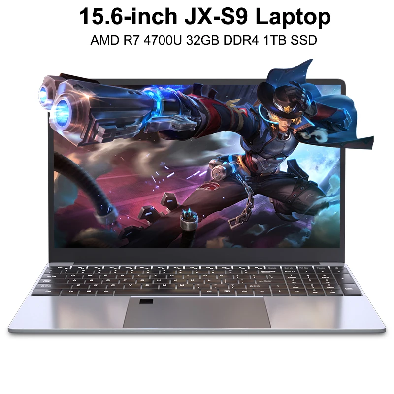15.6 inches JX-S9 Thin and Light Laptop AMD R7 4700U 32GB DDR4 1TB SSD Backlit Keyboard Windows 11 Fingerprint Gaming Notebook