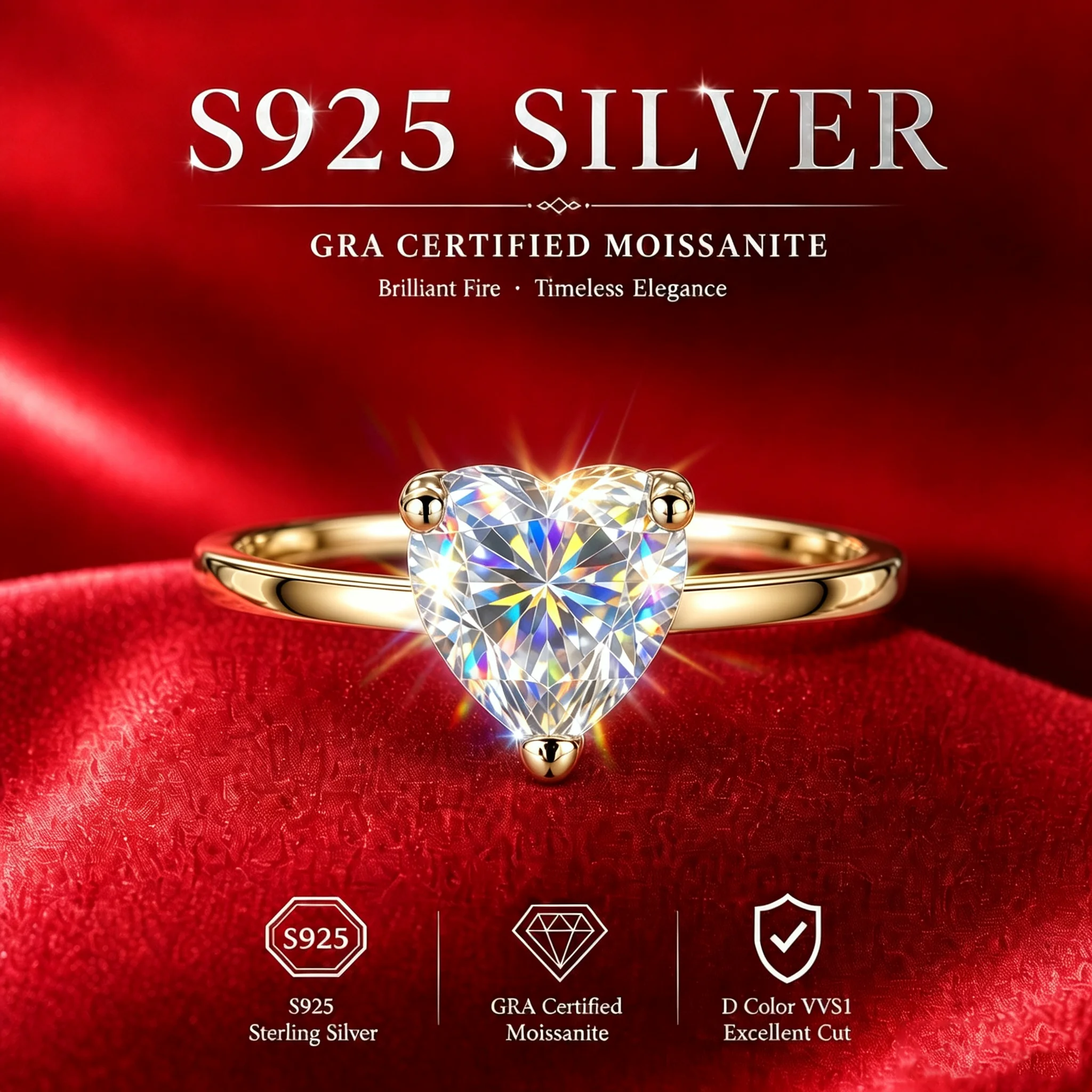 Adjustable 18K Gold Emerald Ring with Moissanite Gemstone S925 Sterling Silver Diamond Tester Approved Women's Sparkling Ring view 5