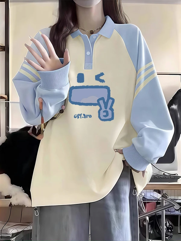 

Толстовка с длинными рукавами для старшеклассников, свободного кроя, с тремя полосками, модная, осенне-зимняя, новинка