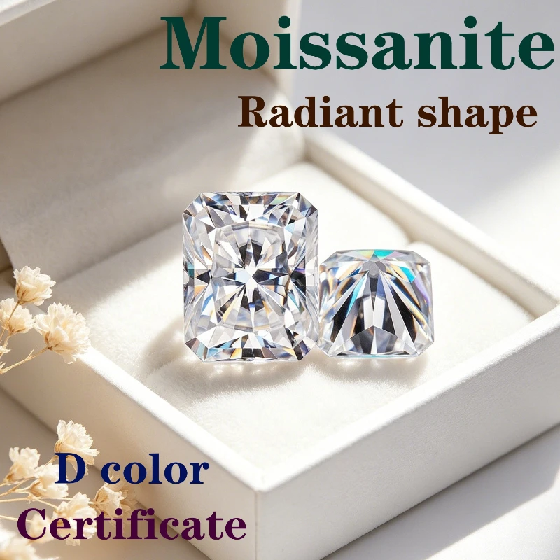 

Artificial Moissanite D Color VVS1 Radiant Shape Certificate Pass Diamond Tester