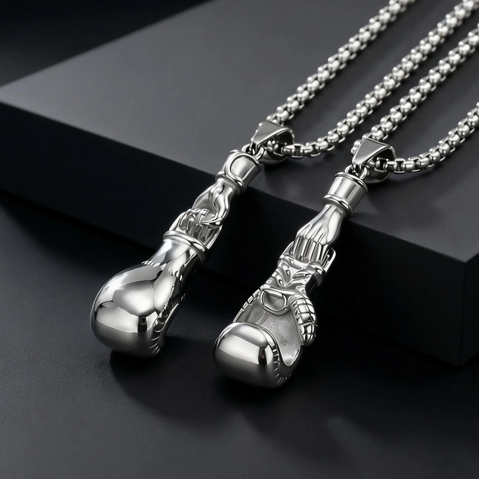 Retro Hip Hop Boxing Gloves Pendant Fashion Stainless Steel Necklace for Men Fitness Sports Punk Jewelry Accessories Gifts