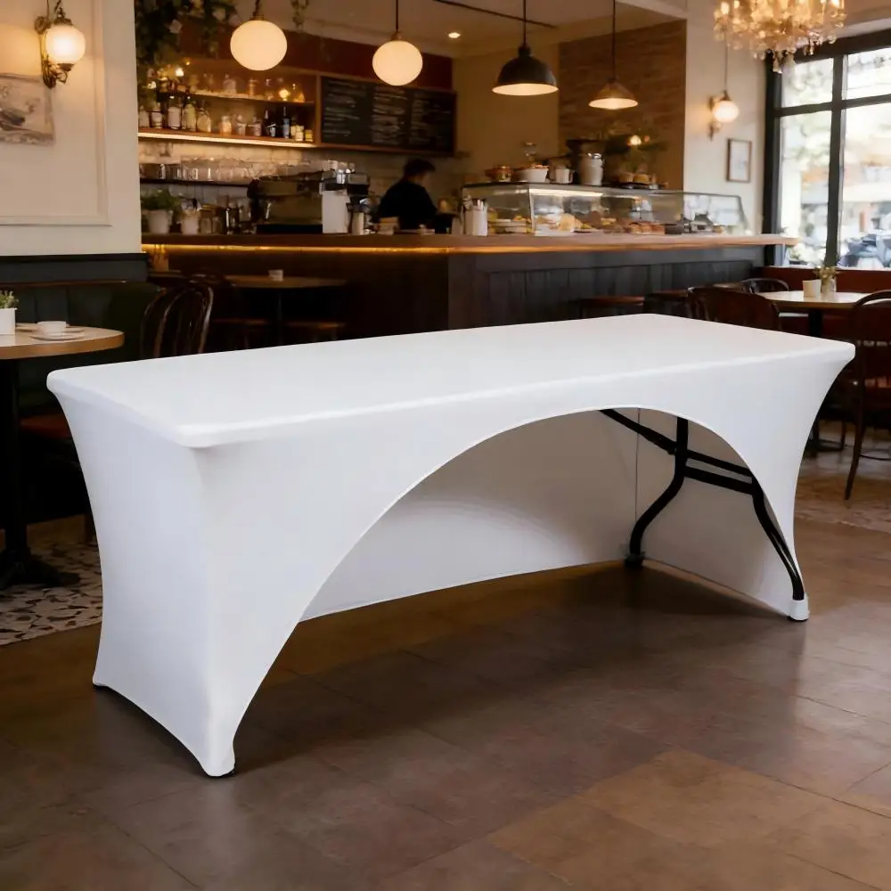 

Wedding Spandex Table Cloth Cover Rectangular One Side Open Hotel Banquet Birthday Party Show Decoration Nice Look Design