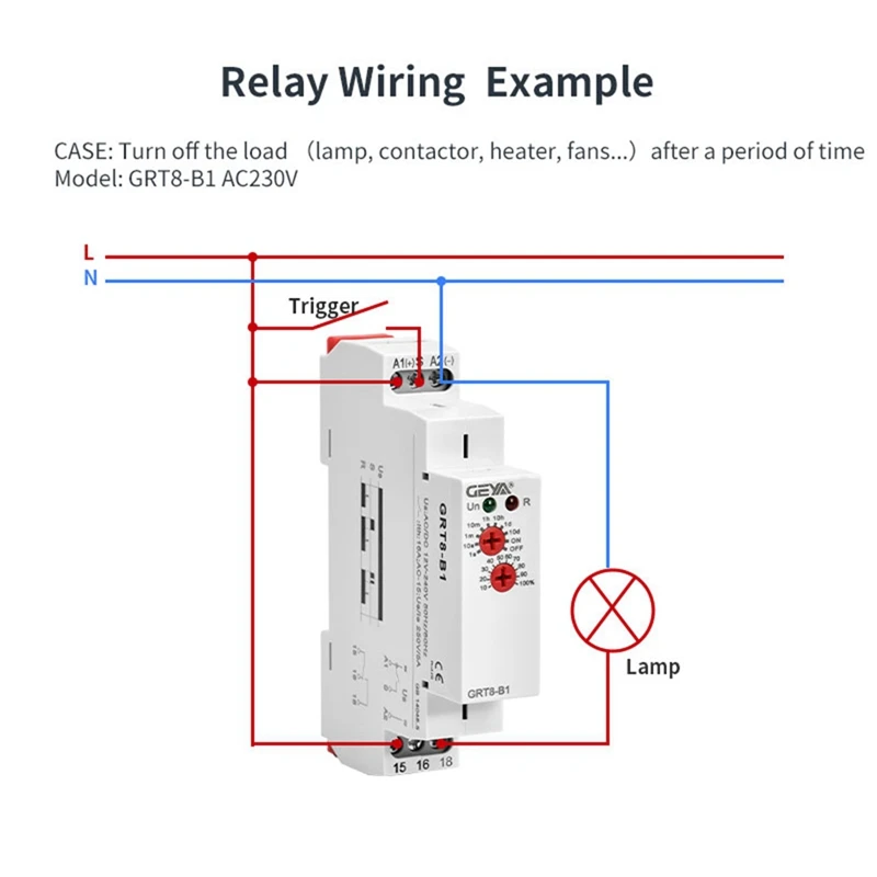 GEYA GRT8-B1 Off Delay Time Relay Timer Relay Electronic Type 16A, GRT8-B1