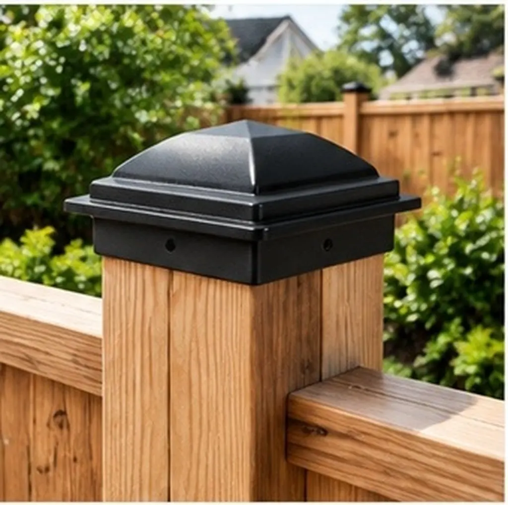 4Pcs Fence Post Caps Decorative Pyramid Cover Black for 3.1x3.1 Inch Wood Aluminum Metal Posts Mailbox Outdoor Guardrail Deck