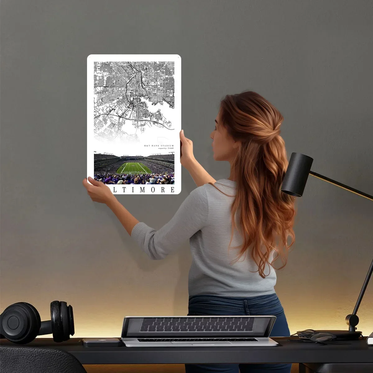 ملصق ملعب بالتيمور الغربان خريطة علامة معدنية ديكور عتيق لغرفة المعيشة لوحات قصدير مخصصة لتزيين جدران الفن ريترو