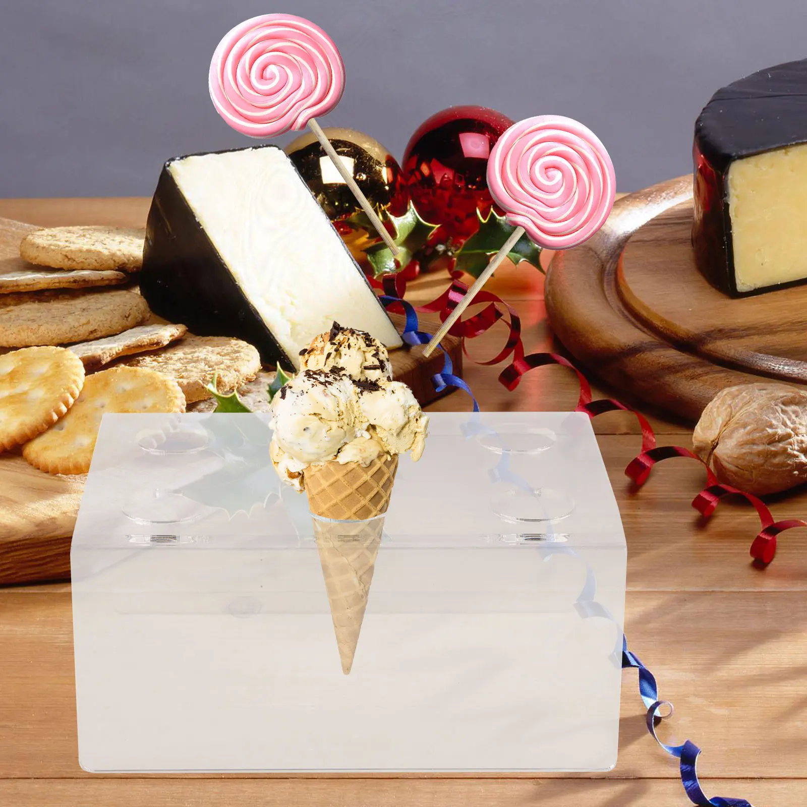 

Ice Cream Display St Acrylic Cone Holder Stable Base Sturdy Food Dessert Reception Sushi Roll Rack Cake St