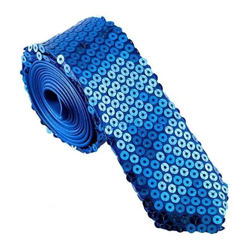 

98km Glittering Sequined Necktie for Women Men Shimmering Neck Tie Night Club Party Necklace Tie Costume Neckwear for Stage