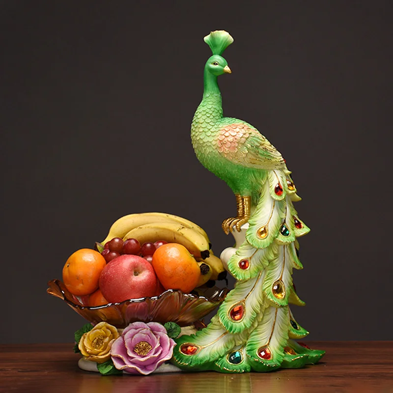 European-Style Peacock Fruit Plate Living Room Home Affordable Luxury Style Tea Table Decoration Luxury Dried Fruit Tray