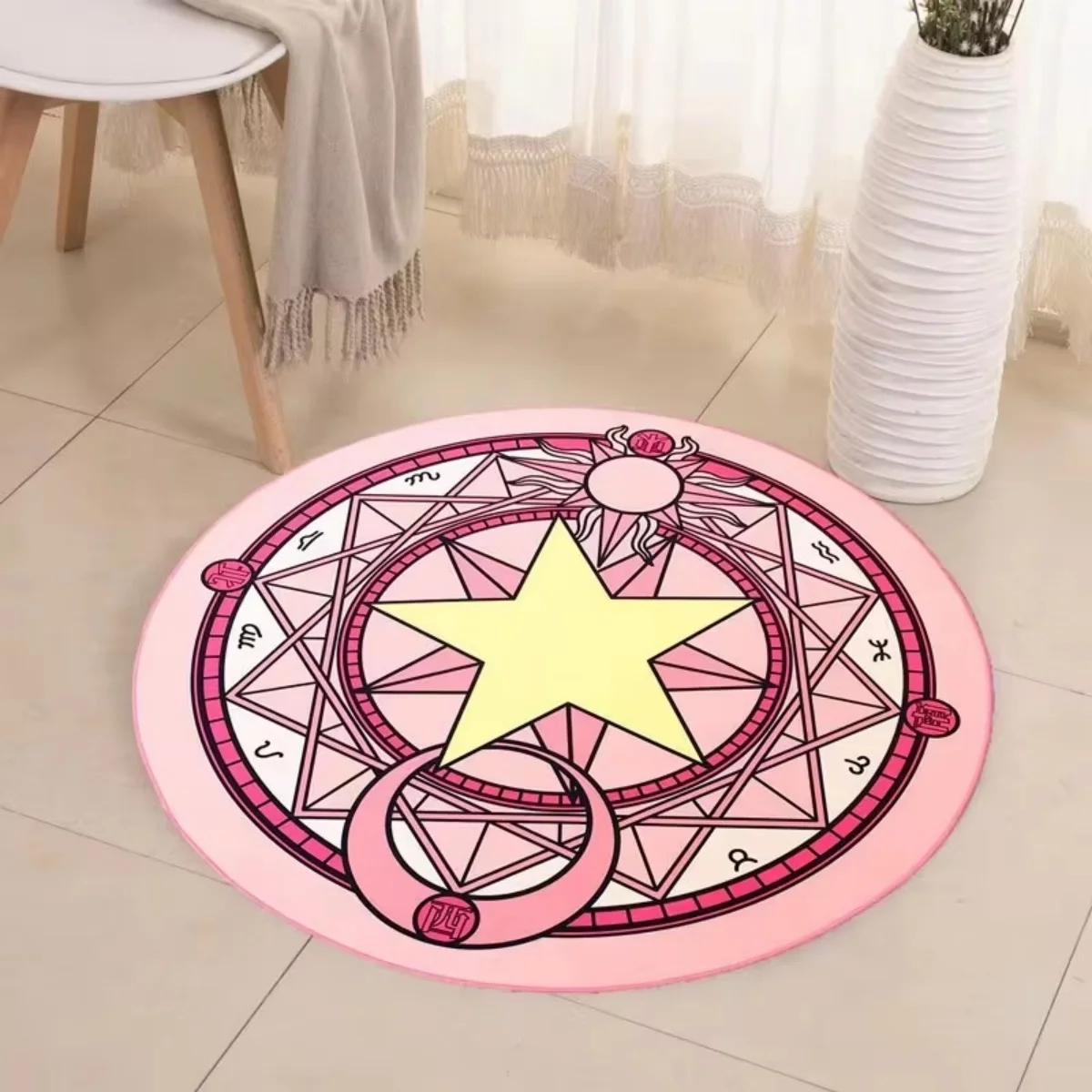 B16LYX Mystic Pentagram Round Area Rug Galaxy Star Circle Floor Mat Occult Symbol Aesthetic Room Decor