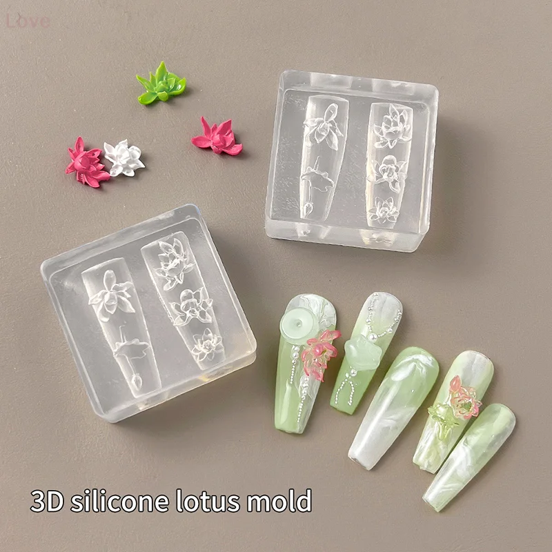 [L & P] 1pc Lotus 3d Silicone moule Lotus Nail Art décorations ongles bricolage conception Silicone ongles moule ongles accessoires