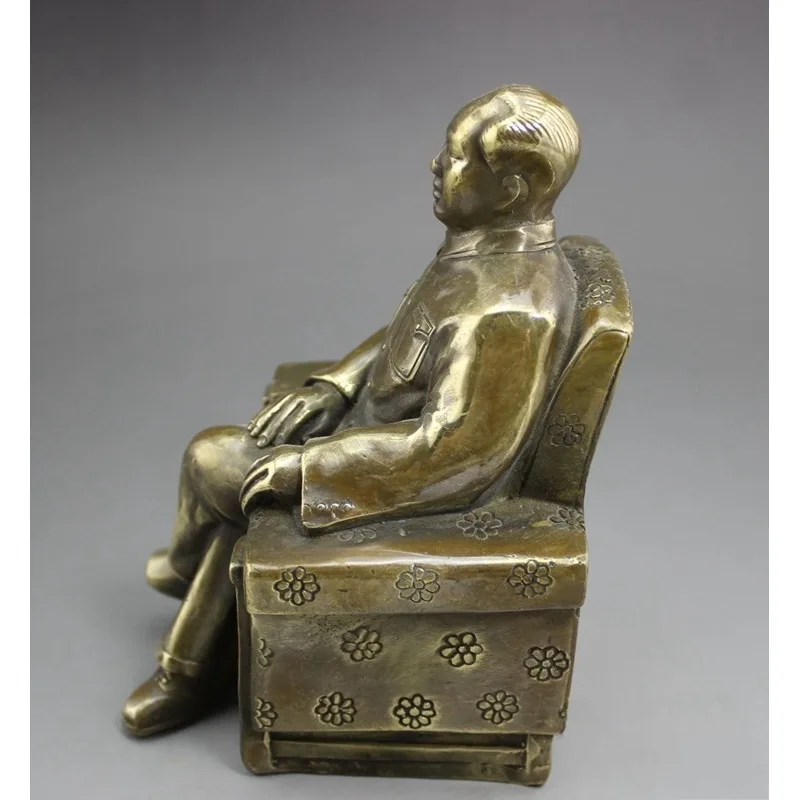Wholesale Antique-Style Bronze Ornaments, Pure Copper Portraits of Great Men Mao Zedong Chair Portrait Chairman Mao portrait hom