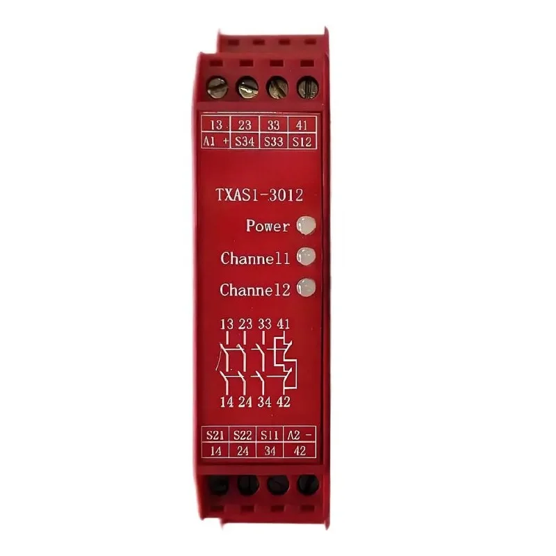 TXSA1-3012 24V Safety Relay Module, Dual Channel Input, 3NO 1NC Outputs for Emergency Stop Systems