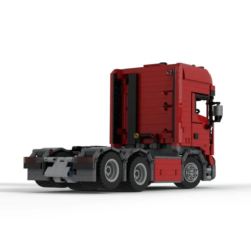 Building Block Model MOC-221314 New Street Cargo Red Flat-Front Semi-Truck 1346 Parts Custom Birthday New Year Toy Gift