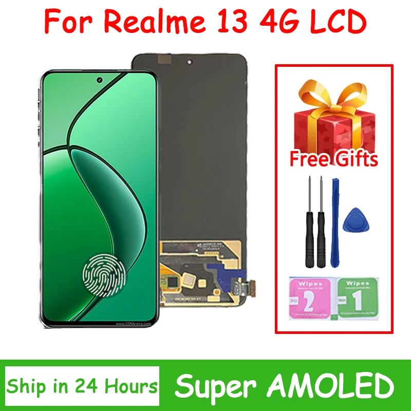 667インチスーパーamoled-realme-13-4g用lcdディスプレイ画面タッチパネルデジタイザー、realme13-4g用lcd交換修理部品
