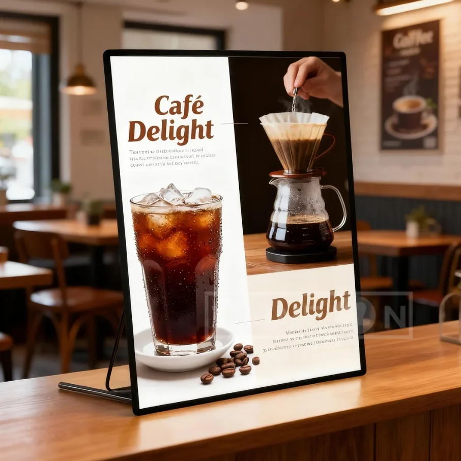 Letrero Luminoso Publicitario Personalizado para Escritorio, Letrero Delgado para Menú de Restaurantes, Póster Artístico, Letrero Luminoso LED para Cafetería, Logotipo Delight, Interior