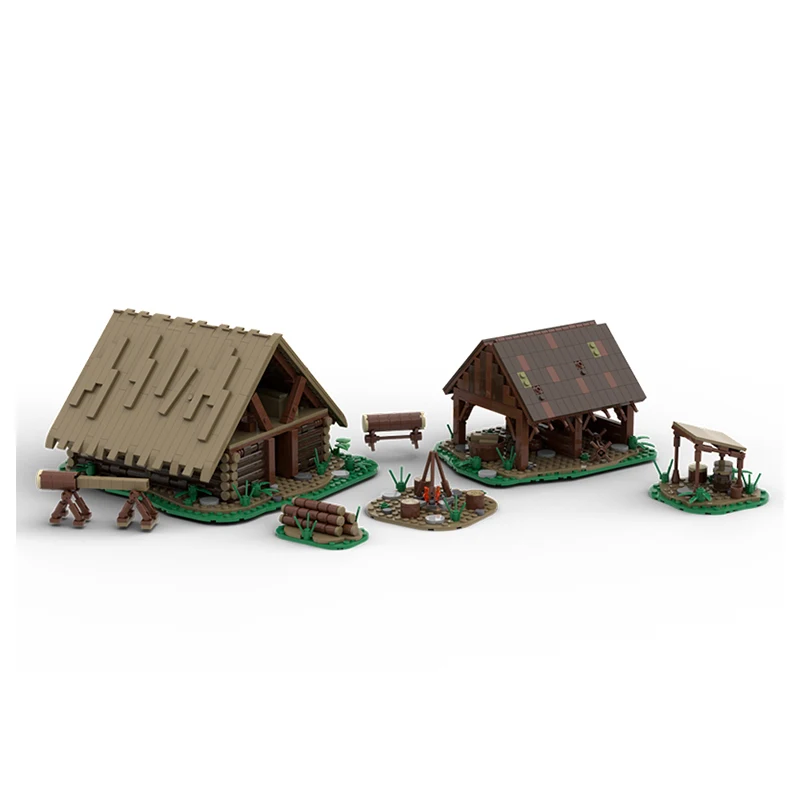 Spot kleine Partikel Moc mittelalter liche Straßen ansicht Hütte Architektur Smart Toy Geschenk Ornament Modell Bausteine