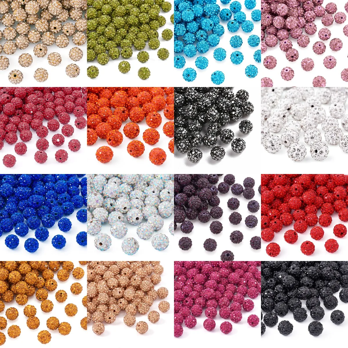 100pcs 10mm Rhinestones Pave Polymer Clay Disco Ball Beads Round Loose Spacer Beads For DIY Bracelet Necklace Jewelry Making