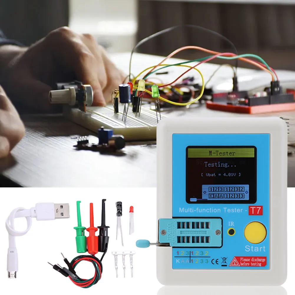 LCR-T7 Multimeter Transistor Tester LCD Display Full Color Graphic Display Transistor Meter for Measuring Inductors Thyristors