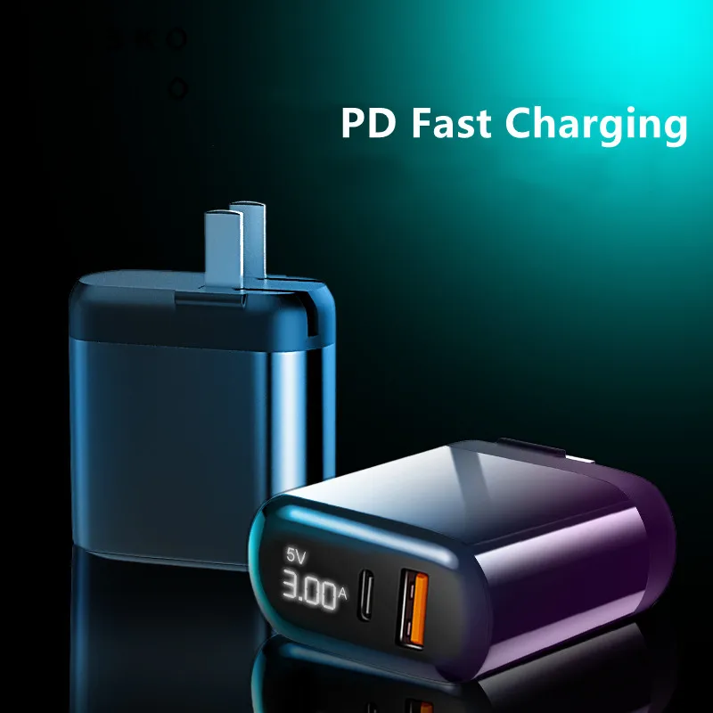 40W PD Type C Charger LED Display Fast Charging For iPhone 17 16 15 Pro Xiaomi 13 Samsung 2 Ports Quick Charge USB C Charger