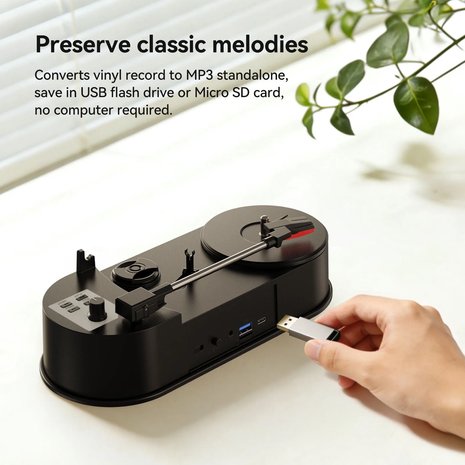Ezcap610 Vs 613 Turntable Converter Vinyl LP Record Player Convert Vinyl Song To MP3 Music Support Playback Speaker 33 & 45 PRM
